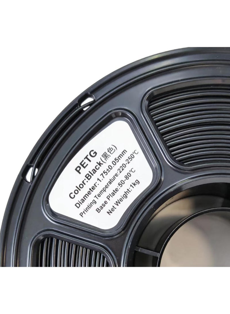 موردلي خيوط طباعة ثلاثية الأبعاد من مادة PETG باللون الأسود، قطر 1.75 مم - بكرة بوزن 1 كجم، تتميز بقوة عالية وتشوه منخفض، متوافقة مع معظم طابعات FDM. - Image 3